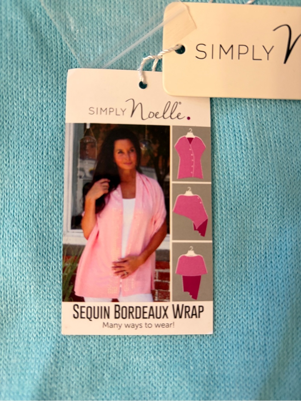 NWT Simply Noelle Sequin Button up Bordeaux Wrap - Light Blue